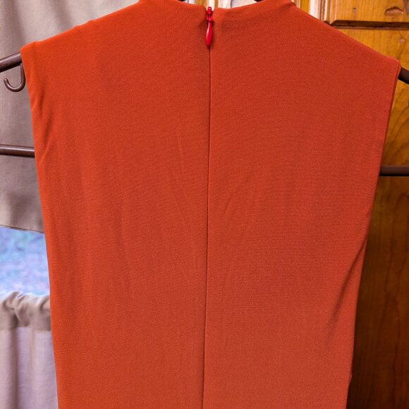 Terracotta Plunge-Neck Split Maxi Dress With Knot Detail - Picture 6 of 7